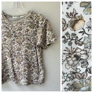 Vintage 90s Y2K floral cotton knit cropped t-shirt
